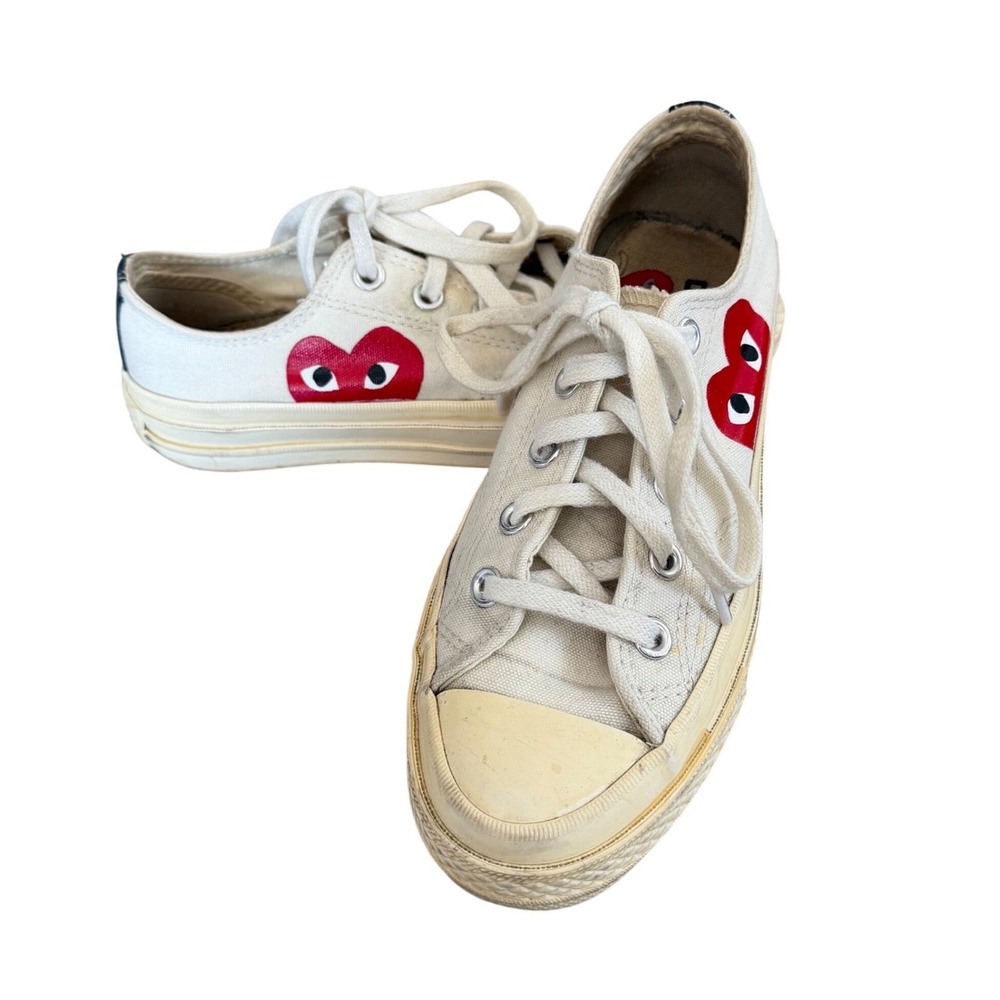 Converse CDG PLAY Chuck 70 Low Parchment Ivory 150207C Womens 6 Heart Logo